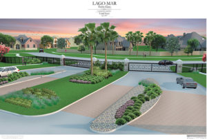 Entrance to Lago Mar community in Texas City, developed by Land Tejas